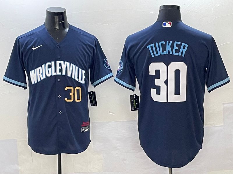 Men Chicago Cubs 30 Tucker Dark Blue City Edition 2025 Nike MLB Jersey style 4